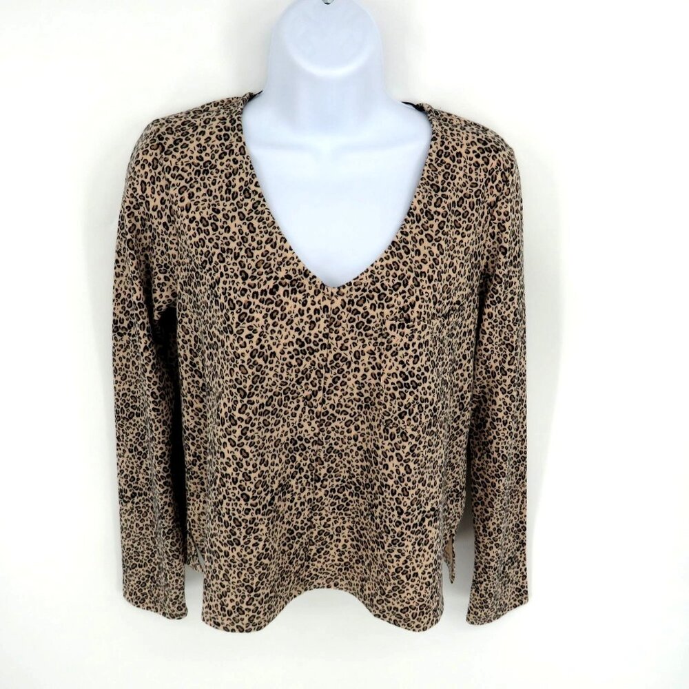 Sanctuary XSP Women's Leopard Print V-Neck Long Sleeve Top NWOT